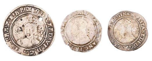 Edward VI, Shilling 1551-3 (32mm, 5.00g), fine silver Issue, mm tun (S.2482) holed at 2 o’clock,