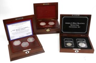 Assorted British and USA Silver Coins, 7 coins comprising; UK, (3x) Victoria crowns, 1844 cinquefoil