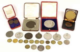Mixed Lot of Medals and Medallions, comprising; Edward VII, silver Coronation Medal 1902, (56mm),