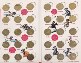 The Official London 2012 50p Sports Collection Album; full album comprising 29x Olympic 50p coins