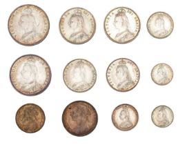 Selection of Victoria Jubilee Year Coins, comprising 12 coins, all 1887; 2x double florins, 2x,