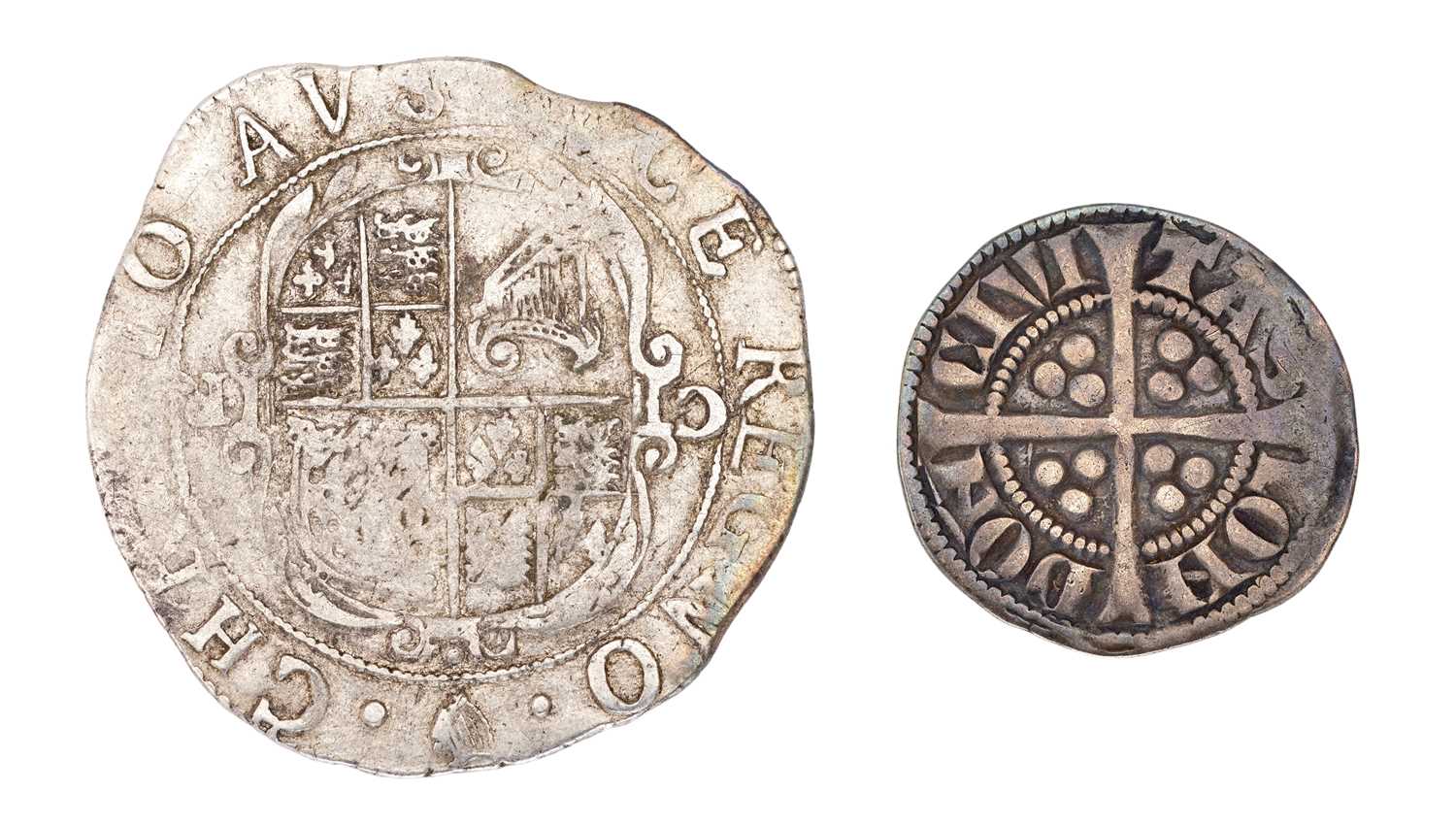 Charles I, Shilling, group D, mm. harp (S.2789), irregular flan o/wise Near Fine/Fine; together with - Image 2 of 2