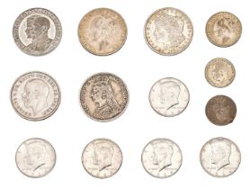 Small Assortment of Silver Coins and Medallions, 13 coins and medallions all together comprising: