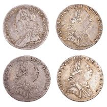4x Georgian Sixpences; comprising George II, 1757 (S.3711) GF; and 3x George III, 1787 (S.3749) GF-