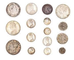 Collection of Colonial Asian Coinage, 16 coins comprising: British India, East India Company: (2x)