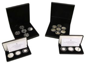 4x Assorted Silver Coin Sets, comprising; Queen Elizabeth II 'Long to Reign Over Us' silver crown