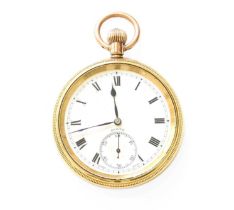 A 9 Carat Gold Open Faced Zenith Pocket Watch, movement signed Zenith and numbered 2432605, case