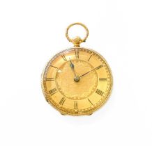 A Lady's 18 Carat Gold Fob Watch Dust cover hallamrked for 18k, no inscription, no brass cover Watch