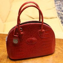 A Mulberry Breton Red Croc Style Small Handbag, with chrome-tone hardware and dust bag 25cm wide and