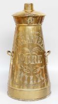 A Victorian Brass Milk Churn, makers Skidmore & Son, Bow,e inscribed 'Guaranteed Pure Milk', 47cm