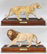 A Franklin Mint Model of a Lion "Monarch of the Serengeti" and a similar tiger model, "On the