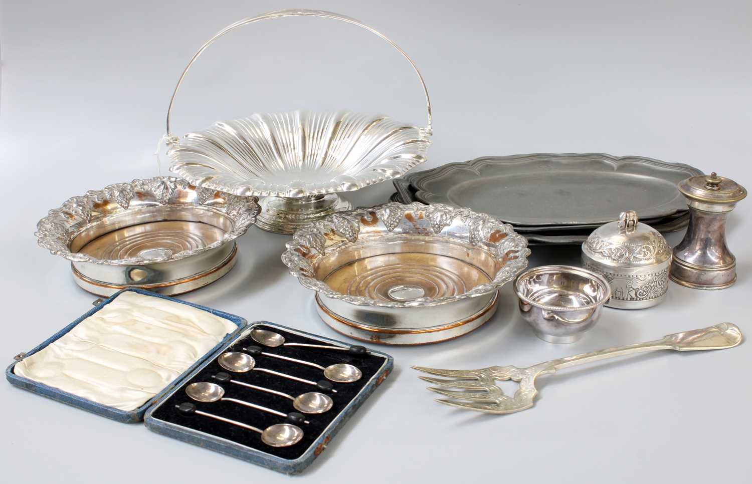 Various Silver Plated Items, including a pair of bottle coasters, an ice bucket, a relief - Image 3 of 3