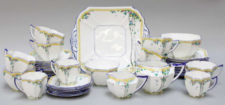 A Shelley Queen Anne Part Tea and Coffee set, decorated in the Balloon Tree pattern (one tray)