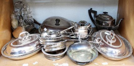 A Quantity of Silver Plated Items, including: Three Old Sheffield Decanter Stands, Cruet, Pair of