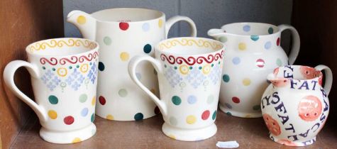 Emma Bridgewater Pottery, a measuring jug of polka dot design, another similar, one for Bettys "