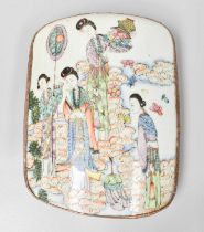 A Section of a 19th Century Chinese Porcelain Vase, now mounted as a plaque