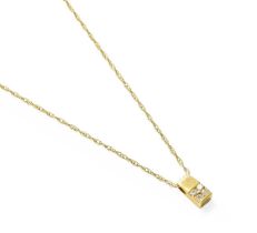 An 18 Carat Gold Diamond Pendant on Chain, a cluster of four round brilliant cut diamonds in