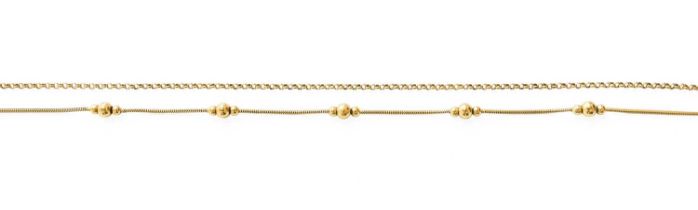 A 9 Carat Gold Trace Link Chain, length 76.5cm; and A 9 Carat Gold Fancy Link Chain, length 45.5cm