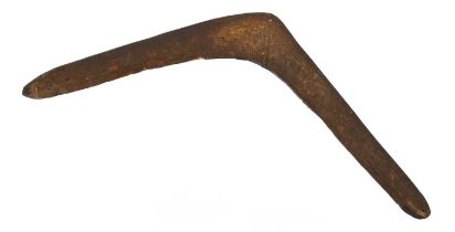 A Late 19th/Early 20th Century Australian Aboriginal Return Boomerang, of dark patinated light wood,