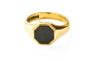 A 9 Carat Gold Bloodstone Signet Ring, finger size X Gross weight 8.0 grams.