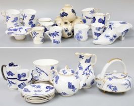 Various Royal Worcester Porcelain Teawares, decorated in blue and white with oriental precious