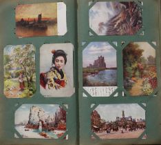 An Old Brown Album Containing Approx. 185 Cards Predominantly Artist Drawn. A plethora of