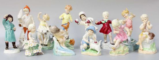 A Set of Twelve Royal Worcester Porcelain Figures, modelled by Freda Doughty, months of the year
