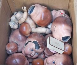A Collection of Assorted Composition Dolls Heads, and parts (one box)