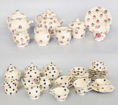 Emma Bridgewater Pottery, child's tea sets decorated with blue stars and rosebud patterns (one tray)