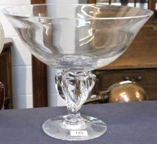 A Sevres Glass Centrepiece, with everted circular bowl raised on a twisted stem over a spreading