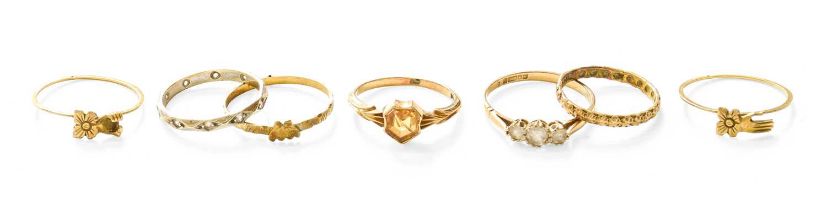 A Citrine Ring, stamped '18CT', finger size N1/2; A 9 Carat Gold Cubic Zirconia Three Stone Ring,