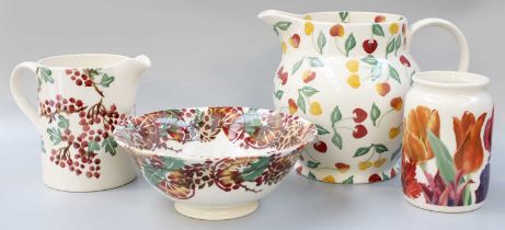 Emma Bridgewater Pottery, a large jug decorated with cherries, a vase in the flowers design, another