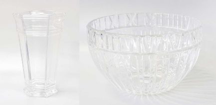 A Tiffany & Co, Windham Crystal Hexagonal Vase, etched Tiffany & Co, labelled Tiffany & Co, made