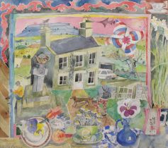 Deirdre Borlase (1925-2018) “Chamomile Tea at Cross Cottage” Signed, inscribed and dated (19) 93,