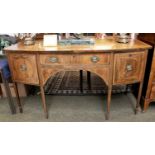An Early Victorian Mahogany Bow Front Sideboard, crossbanded in satinwood, with strung inlay and