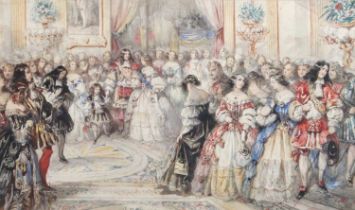 Circle of Louis Haghe (1806-1885) Belgian "A fancy dress ball at Buckingham Palace 1849" Inscribed