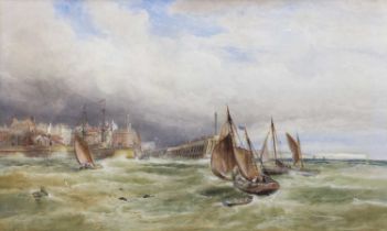 Robert Ernest Roe (1851-1930) Shipping in a squall Watercolour, 50cm by 60cm