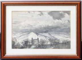 Sir Charles John Holmes KCVO (1868-1936) Dufton Pike and the Pennines under Snow Watercolour, 22.5cm