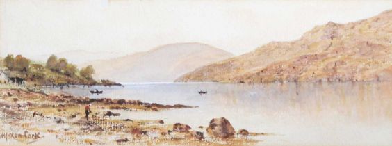 Herbert Moxon Cook (1844-1920) "Loch Long, Looking South from Portoncarle" Signed, watercolour