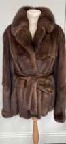 Visone Stylish Mink Jacket with tiered scalloped design to the front, back, long sleeves and hem,