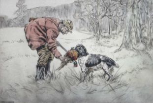Henry Wilkinson (1921-2011) "Keeper's Dog" Signed and numbered 38/100, drypoint etching, 27.5cm by
