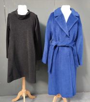 Whistles Royal Blue Wool Blend Collared Coat with drop shoulders, long sleeves, side pockets,