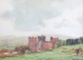 Fred Lawson (1888-1968) Bolton Castle Signed and dated 1913, mixed media, 25cm by 33cm
