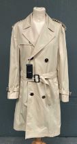 Saint Laurent Beige Trench Coat, double breasted with front right and back storm flaps, belted