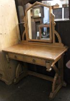 A 20th Century Inlaid Oak Dressing Table, in the gothic taste, 107cm by 55cm by 157cm