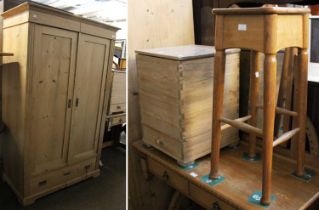 A Bespoke Made Oak Bar Stool, by Philip Bastow, Reeth in Swaledale; together with a pine box with