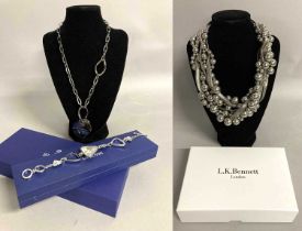 Swarovski Chunky Glass 'Ruth' Pendant Necklace, on a gun metal-tone chunky chain, lobster clasp,