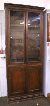 A Mahogany Bookcase of Small Proportions, early 20th century, with glazed top section, 97cm by