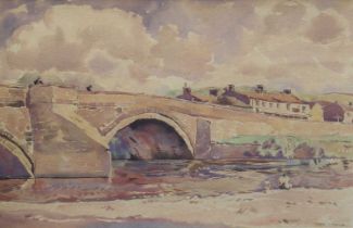 Fred Lawson (1888-1968) The Bridge at Grinton Signed, watercolour, together with a further landscape