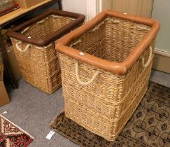 A Mulberry Balloon Log Basket, with tan leather trim and rope handles, 72cm by 50cm by 70cm,